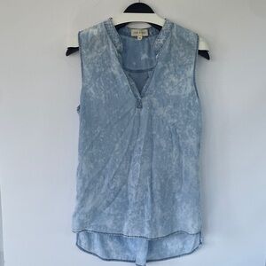 Cloth & Stone Anthropologie Acid Wash Tie Dye Chambray Tank Top Blouse Size M